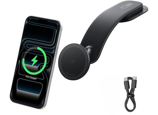Anker Nano Magnetic Wireless Car Charger, 360° Adjustable Mount Car Charger with Detachable Pad, 15W Qi2 Certified with Alloy Bracket, Fast Charging for iPhone 17/16/15/14/13 Series